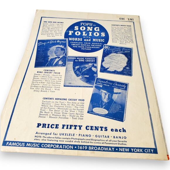 Lot of 2 VTG 1944 Sheet Music WWII Era Dinah Shore Movie Tin Pan Alley - Picture 9 of 15